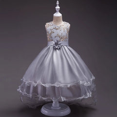 Girls Princess Embroidery Party Tutu Elegant Dress for 3-15Years