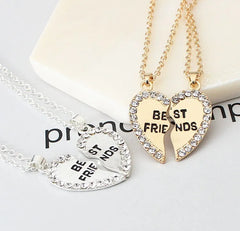 2 Pcs/set Love English Pendant Alloy Ornaments Best Friends Heart Necklace