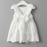 White Baby Girl Backless Dresses Cute Infant Dress 1-7 years
