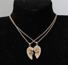 2 Pcs/set Love English Pendant Alloy Ornaments Best Friends Heart Necklace