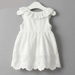 White Baby Girl Backless Dresses Cute Infant Dress 1-7 years