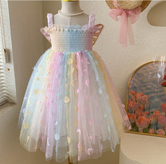 Girl's Elf Butterfly Rainbow Princess Dress 2-8 years