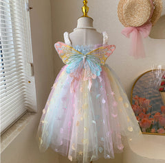Girl's Elf Butterfly Rainbow Princess Dress 2-8 years