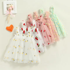 Toddler Girls Daisy Floral Tutu Layered Tulle Dress