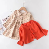 Baby Girls Plaid Blouse Sling Denim Dress Spring Long Sleeve Infant Girls Dress Set