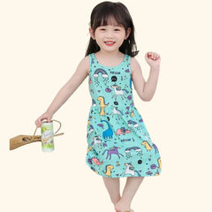 Cute Summer Girl Cartoon Beach Dress 1-8 years