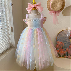 Girl's Elf Butterfly Rainbow Princess Dress 2-8 years