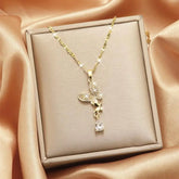 Simple and Attractive Titanium Steel Necklace with Tassel Pendant for Girls