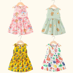 Girl Cotton Summer Dress Flower Dresses Sleeveless Outfit 2-5 years