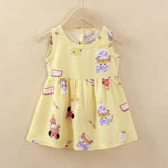 Cute Summer Girl Cartoon Beach Dress 1-8 years
