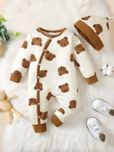Newborn Infant Baby Boys & Girls Onepiece Bear Print Long Sleeve Rompers 0-18m