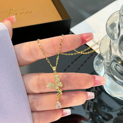 Simple and Attractive Titanium Steel Necklace with Tassel Pendant for Girls