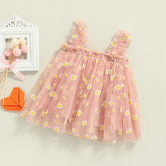 Toddler Girls Daisy Floral Tutu Layered Tulle Dress