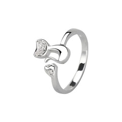 Charm Crystal Top Quality Cubic Zirconia Crystal Inlaid Cute Animal Cat Ring for Girls