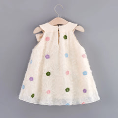 Baby Girls Colourful Cute Flower Big Bow Tassel Princess Dress