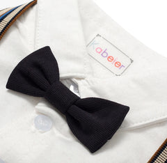 Baby Boys Gentleman Suit Formal Birthday Outfit Jumpsuit+Vest+Bow tie+Suspender 0-3y