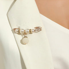 12pcs Pearl Brooch Waist Cinching Adjustable Skirt Anti-slip Metal Pin Accessories