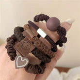 5pcs/Set Simple Heart Ball Charms Scrunchie No Damage Elastic Braided Hair Ties