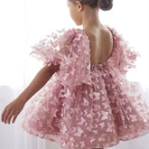 Baby Girl Princess Butterfly Tutu Dress Puff Sleeve 1-12 years