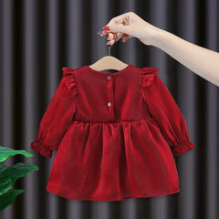 Baby Girl Cute Mesh Cotton Dress with Long Puff Sleeve 3m-4y