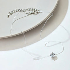 Simple Round Single Rhinestones Pendant Necklace Trendy Transparent Neck Jewelry