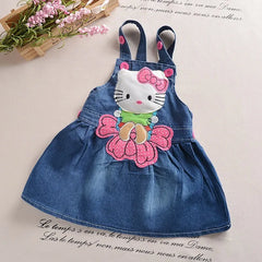 NYSRFZ Ship Brand Girls Summer Denim Dress Classical Sleeveless Baby Girl Dresses Cartoon Princess Dress Children's Clothing