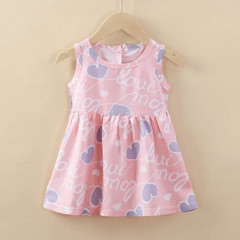 Cute Summer Girl Cartoon Beach Dress 1-8 years