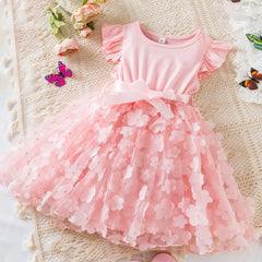1-6 Years Little Girl Princess Dresses for Weddings Baby Girls Dress For Eid Butterfly Birthday Children Pink Ceremony Clothing