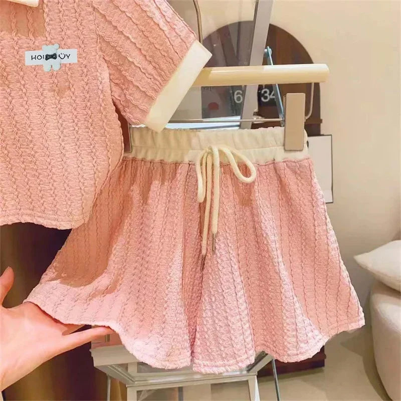 Baby Girls Cute Sweet Clothes Set Kids Casual Short Sleeve Top Pant Outfit Summer New Children Comforts Fashion Sportswear 2-10Y