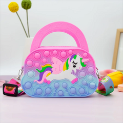 Girls silicone cute animal bag messenger bag coin purse kids stress relief pop toy stress relief bubble fun small gift shoulder