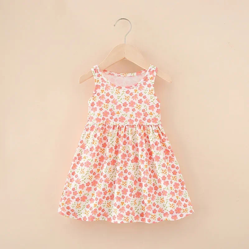 Cute Summer Girl Cartoon Beach Dress 1-8 years