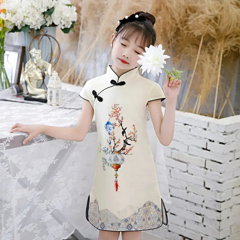 Girls Cheongsam Hanfu New Year Clothing Kids Tangsuit Children Party Outfits Qipao Wedding Dress Costume Gift