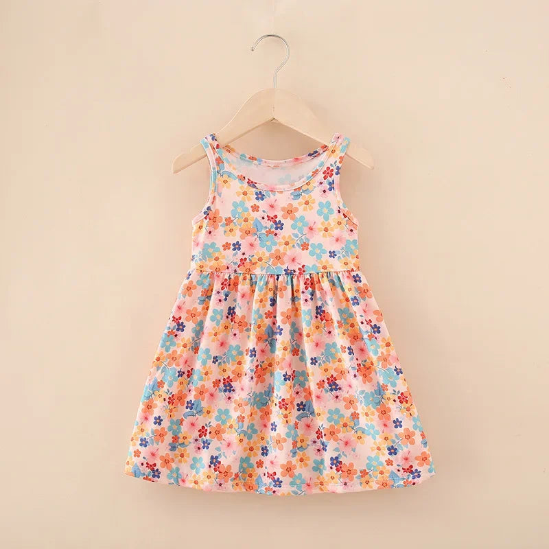 Cute Summer Girl Cartoon Beach Dress 1-8 years