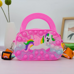 Girls silicone cute animal bag messenger bag coin purse kids stress relief pop toy stress relief bubble fun small gift shoulder