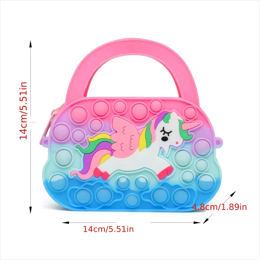 Girls silicone cute animal bag messenger bag coin purse kids stress relief pop toy stress relief bubble fun small gift shoulder