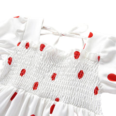 Cute Baby Girls Dress Polka Dot Print Puff Sleeve Knee Length A-Line Holiday Summer Sundress Children Vestido Fit For 2-7Years