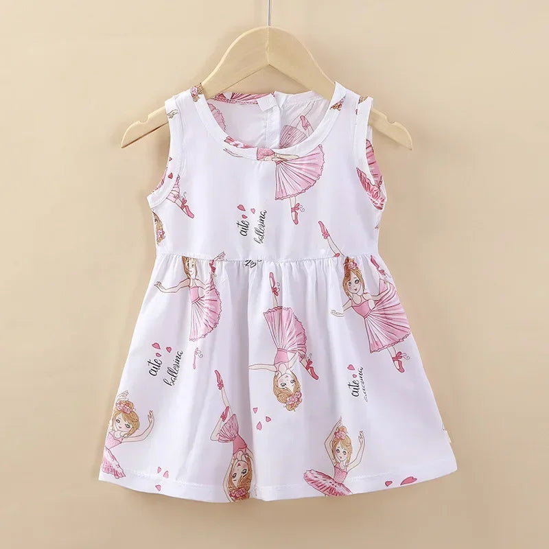 Cute Summer Girl Cartoon Beach Dress 1-8 years