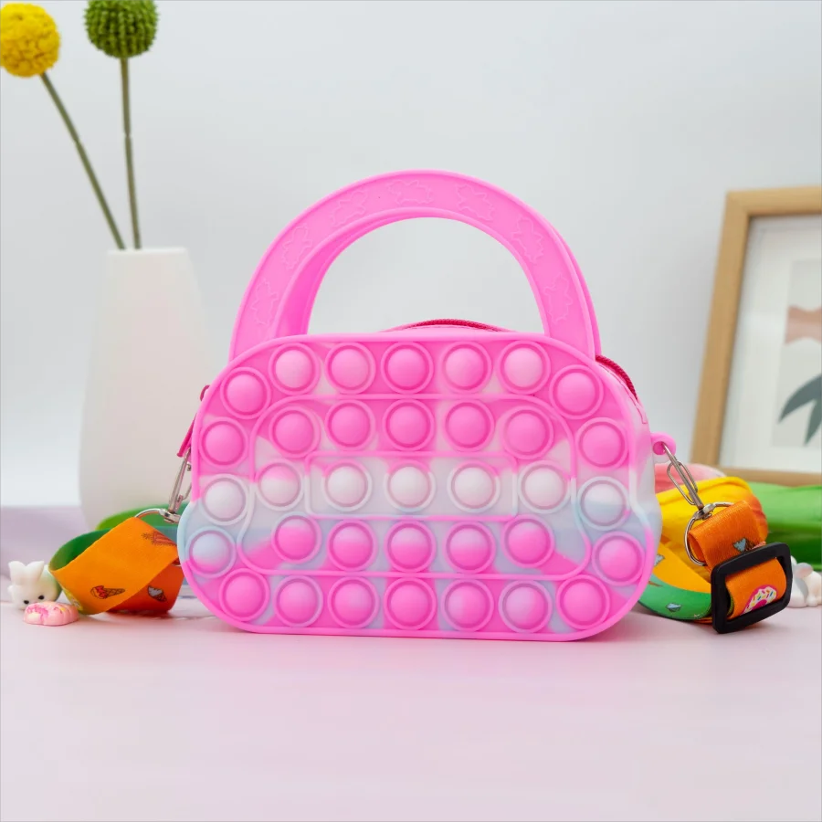 Girls silicone cute animal bag messenger bag coin purse kids stress relief pop toy stress relief bubble fun small gift shoulder