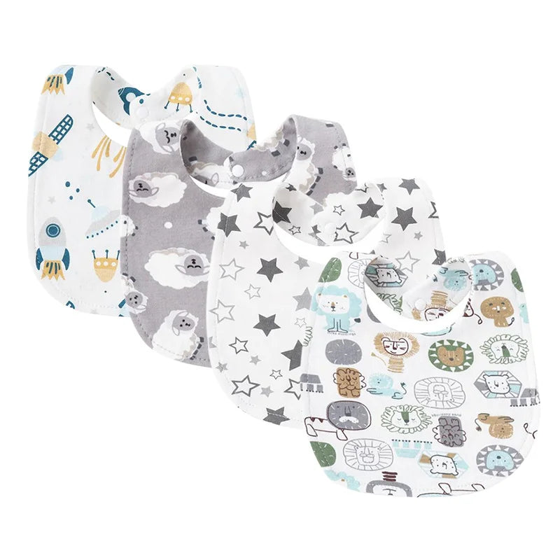 4Pcs Baby Bibs Burp Clothes Cotton Newborn Bibs for Girls Boys Infant Accessories